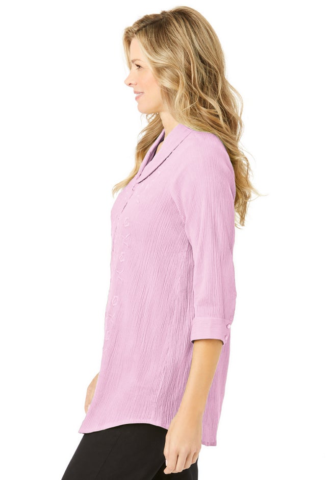 Textured Gauze Tunic with Shawl Collar image number 2