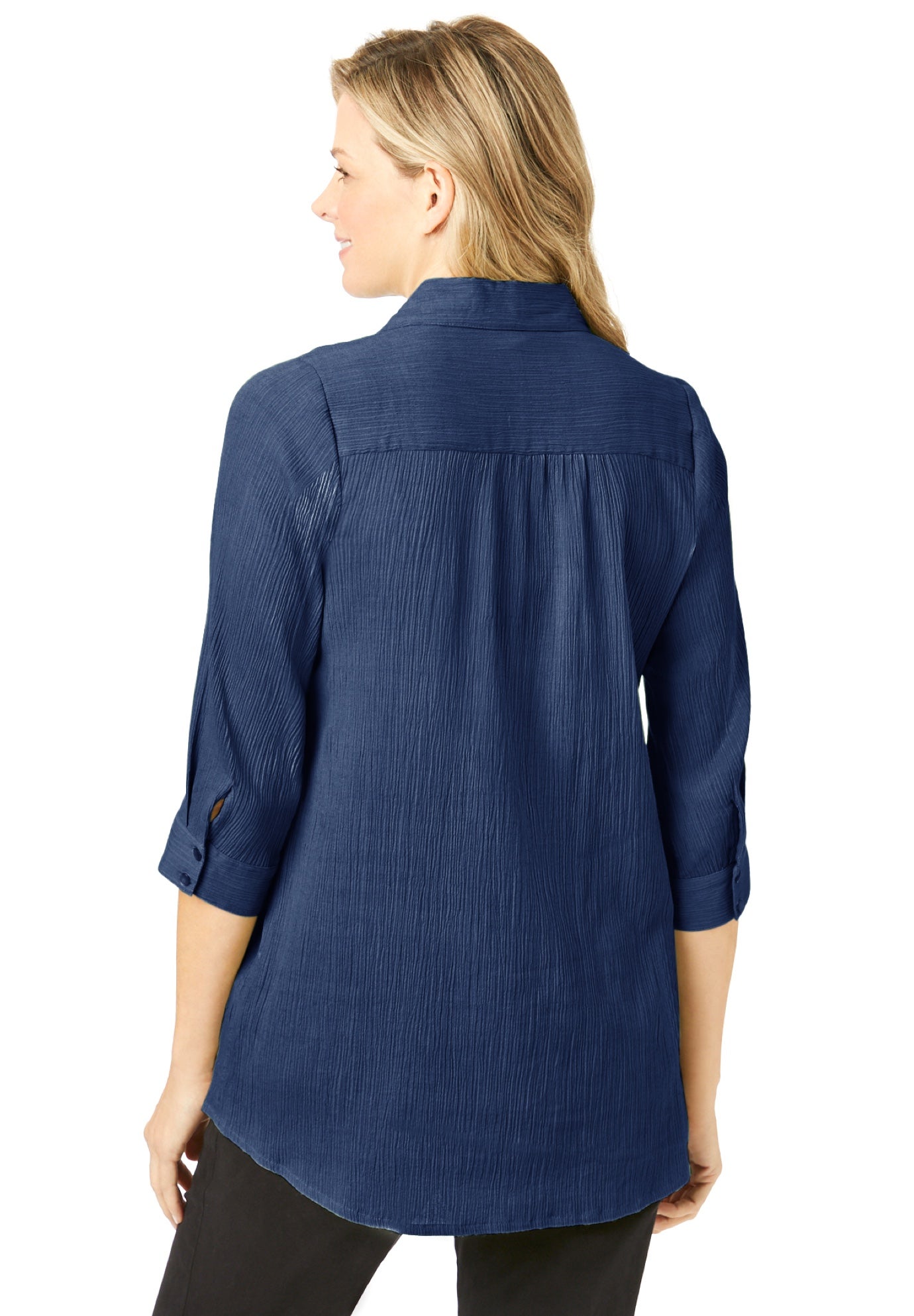 Textured Gauze Tunic with Shawl Collar image number 1