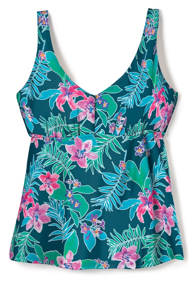 A-Line Flowy V-Neck Tankini Top with Built-In Bra image number 3