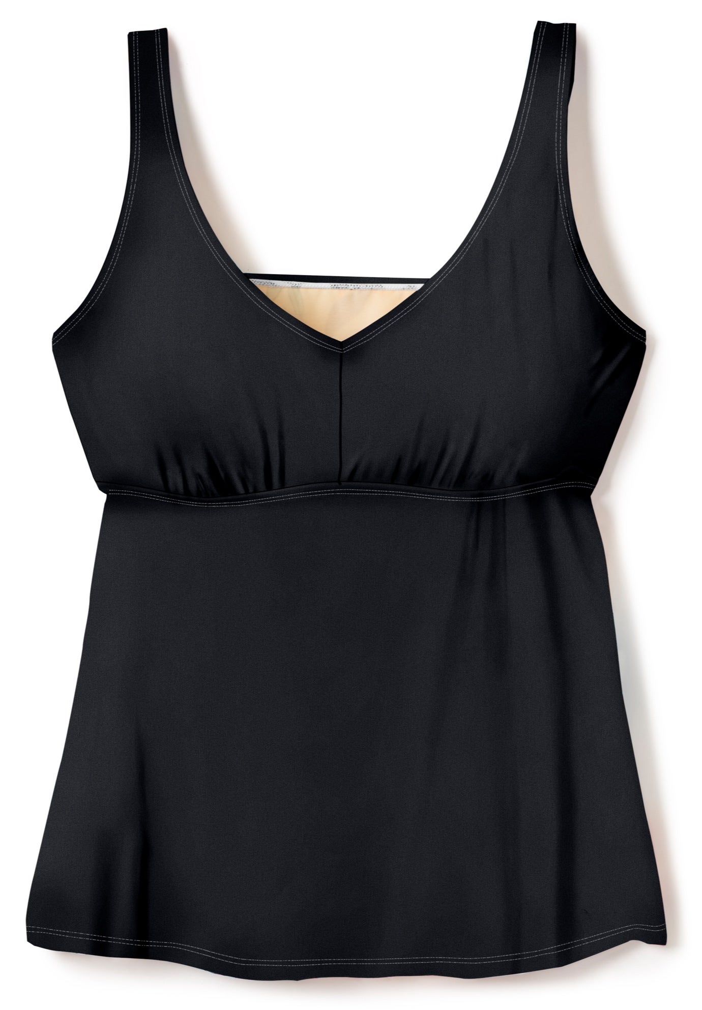 A-Line Flowy V-Neck Tankini Top with Built-In Bra image number 3