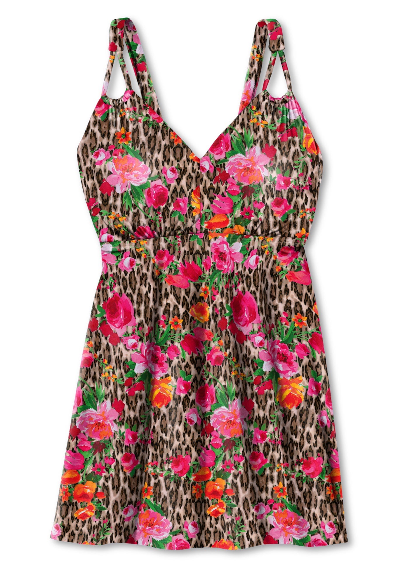 Loop-Strap V-Neck Tummy Control Two-Piece Swim Dress image number 4