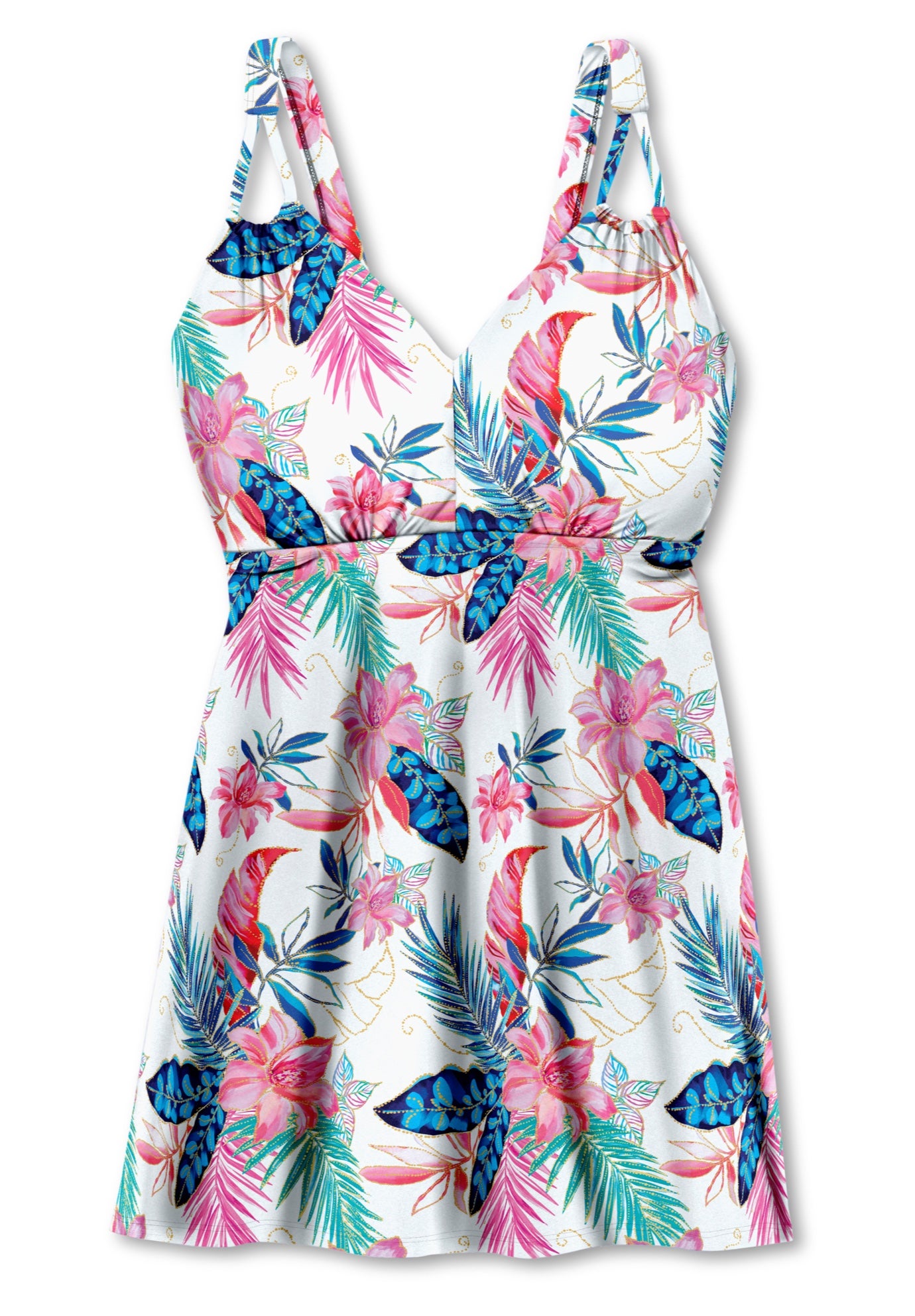 Loop-Strap V-Neck Tummy Control Two-Piece Swim Dress image number 3