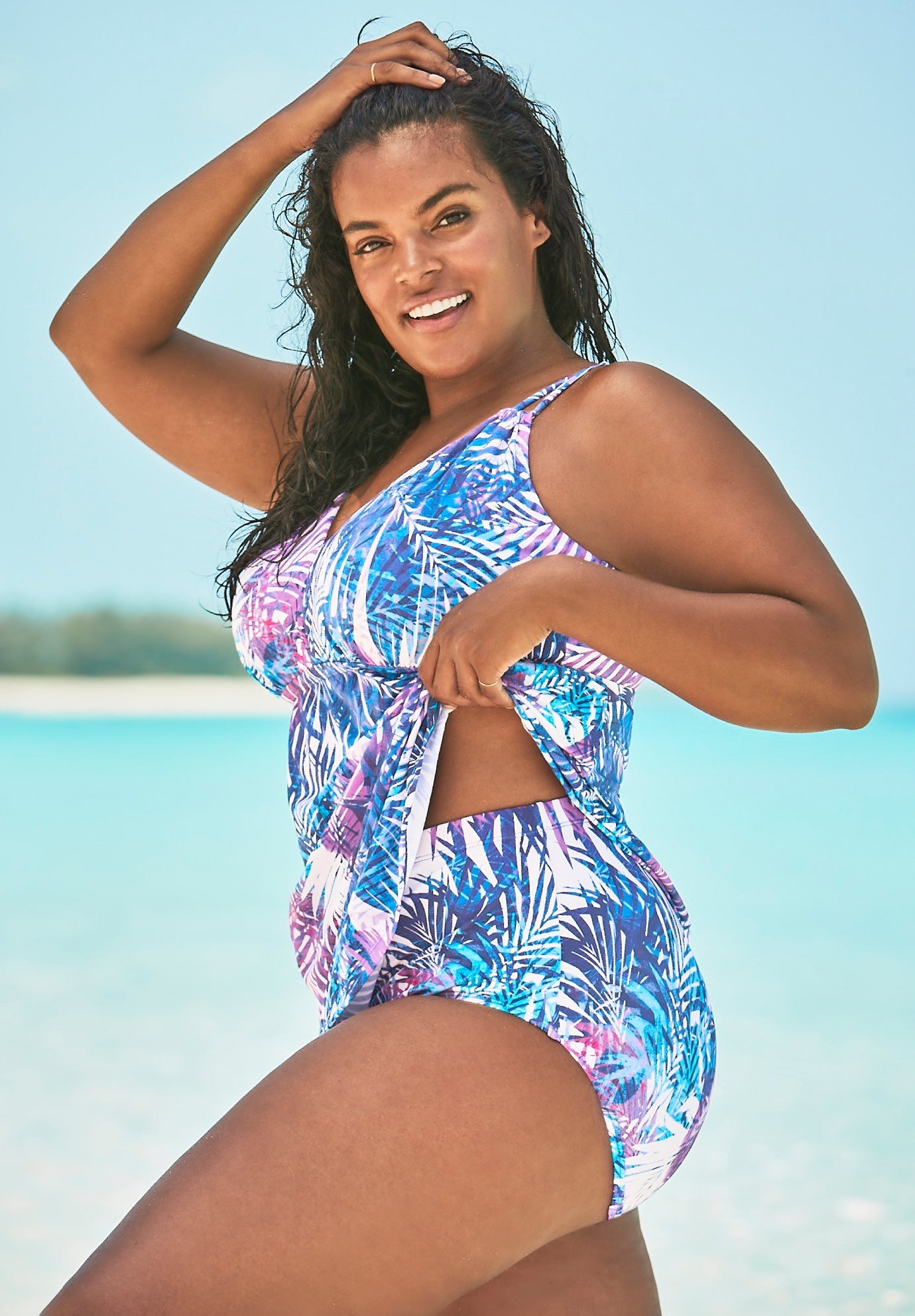 Loop Strap Two-Piece Swim Dress image number 1