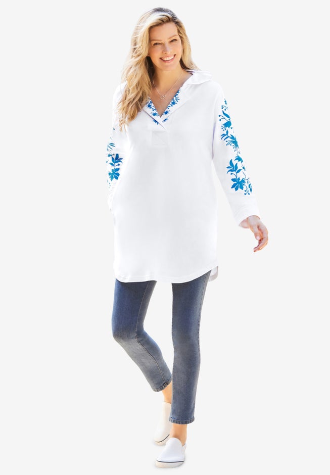 Embroidered Hoodie Sweatshirt image number 3