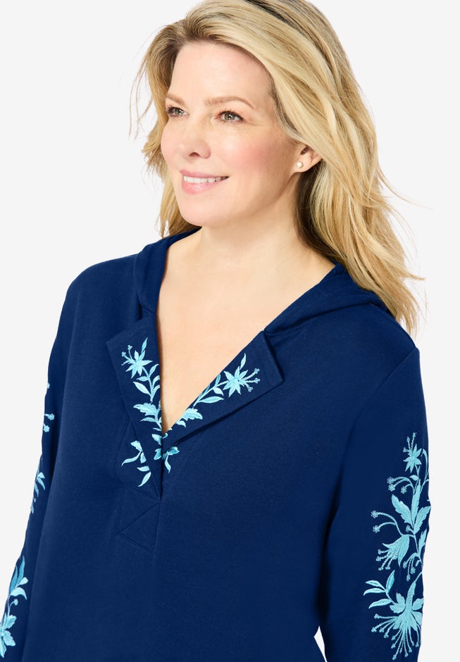 Embroidered Hoodie Sweatshirt image number 3