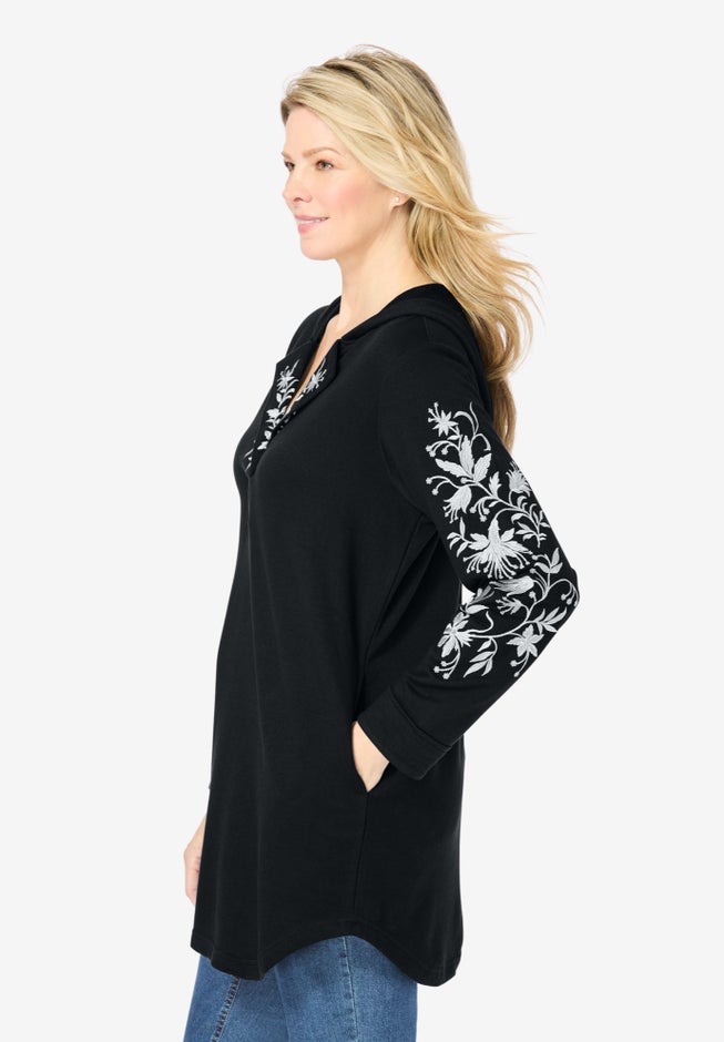 Embroidered Hoodie Sweatshirt image number 2