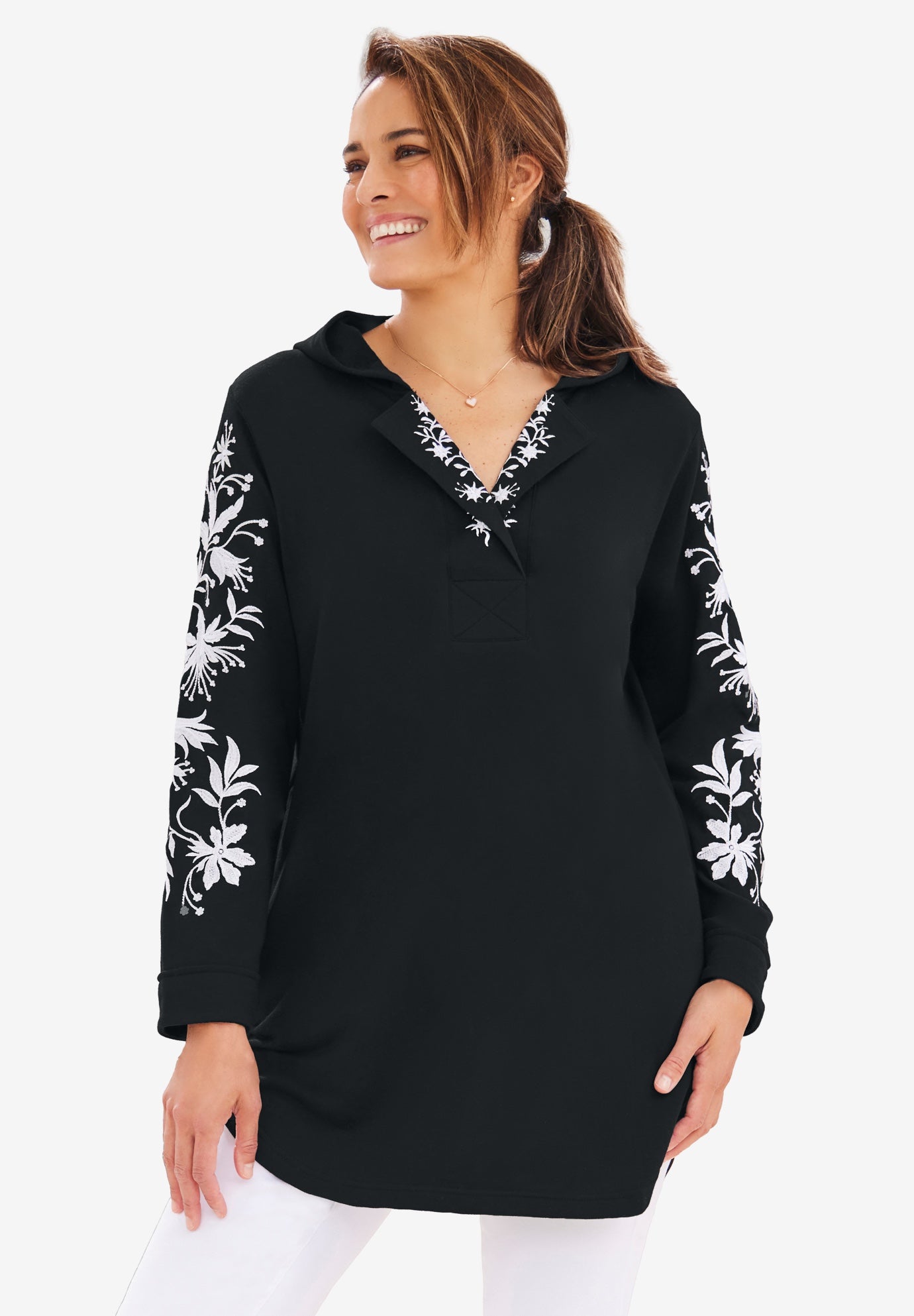 Embroidered Hoodie Sweatshirt image number 0