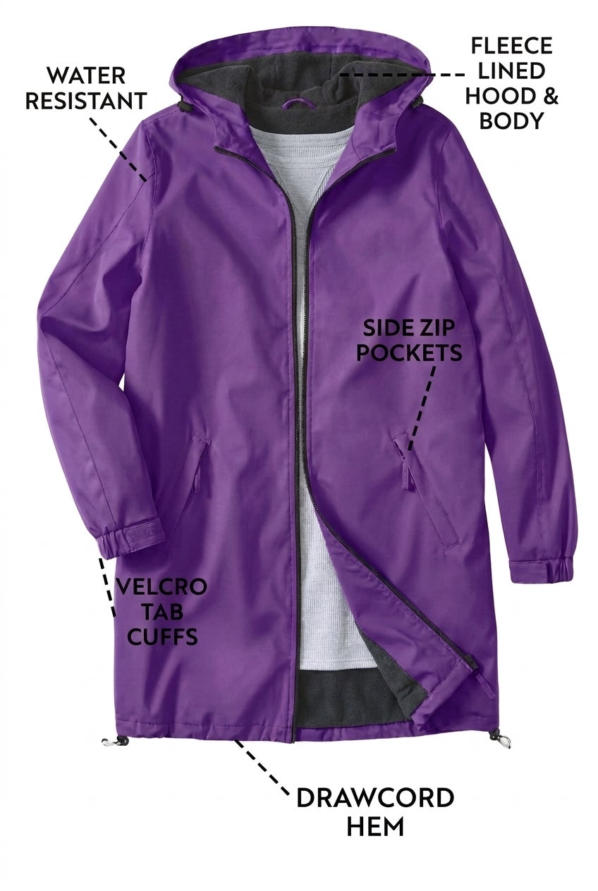 Fleece-Lined Mid-Length Slicker Raincoat image number 1