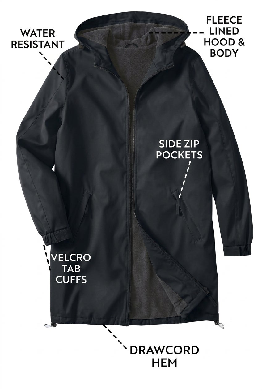 Fleece-Lined Mid-Length Slicker Raincoat image number 1
