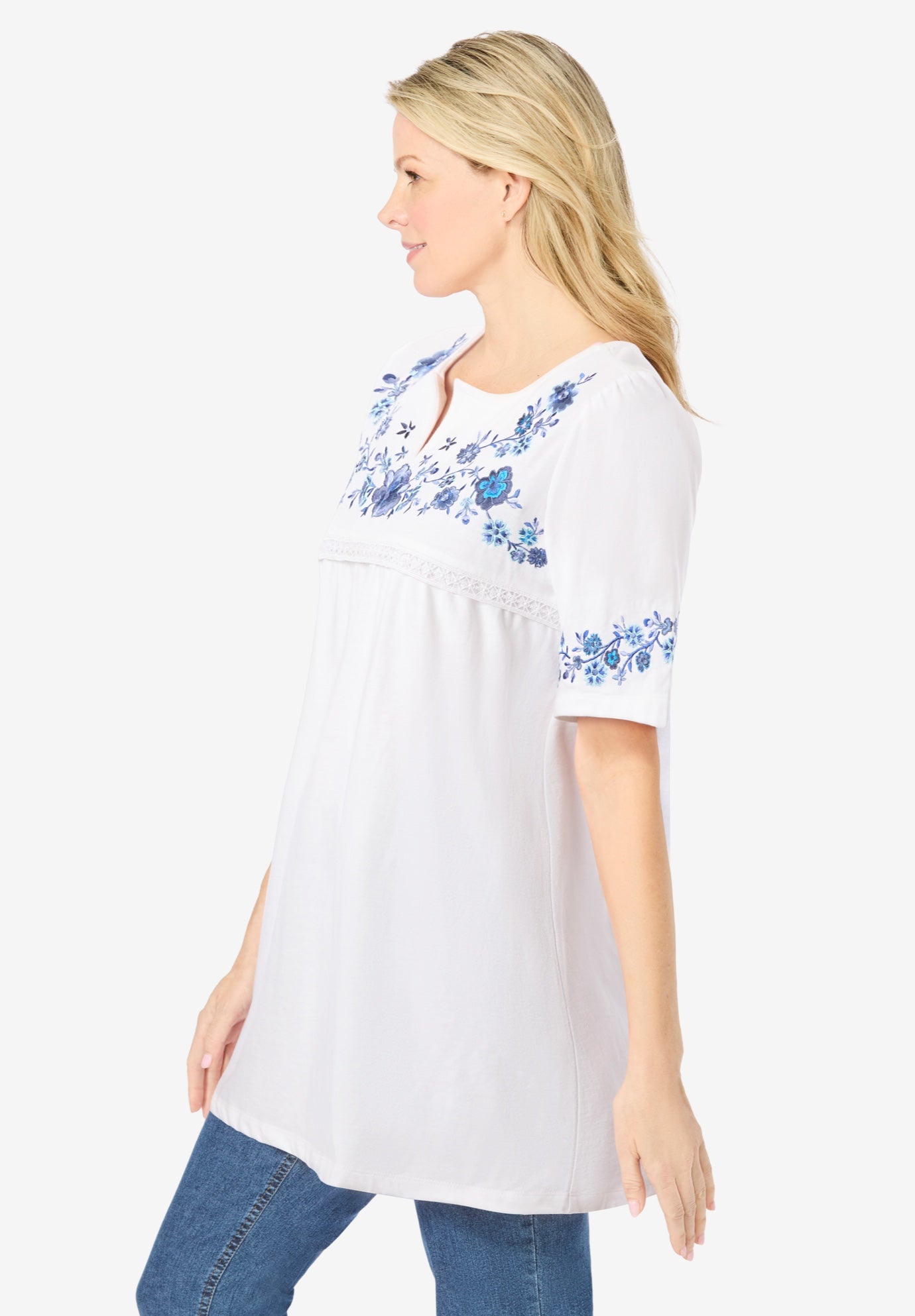 Embroidered Split-Neck Tunic image number 2