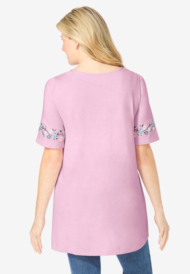Embroidered Split-Neck Tunic image number 1