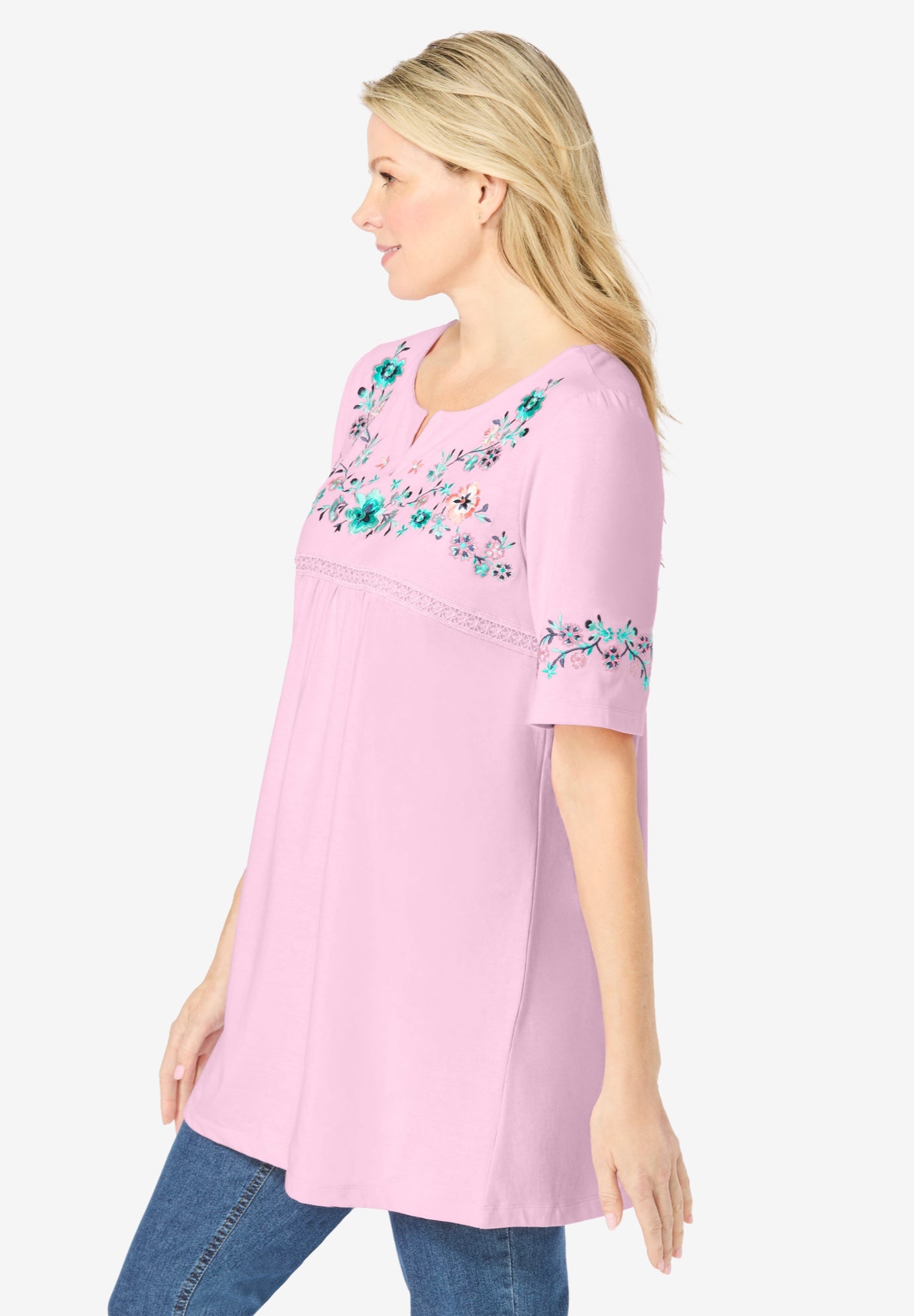 Embroidered Split-Neck Tunic image number 2