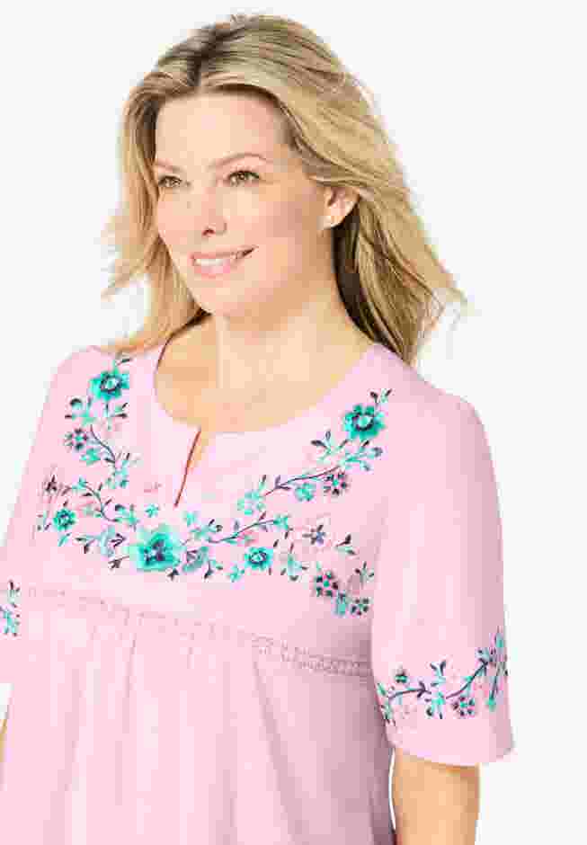 Embroidered Split-Neck Tunic image number 3