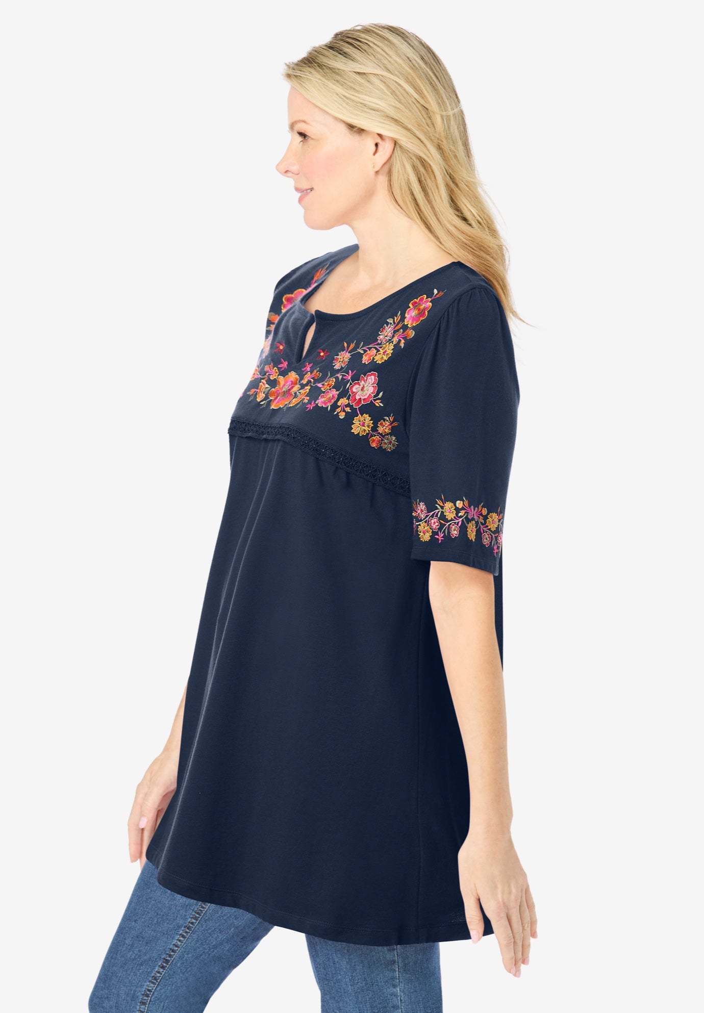 Embroidered Split-Neck Tunic image number 2