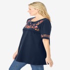 Embroidered Split-Neck Tunic image number null