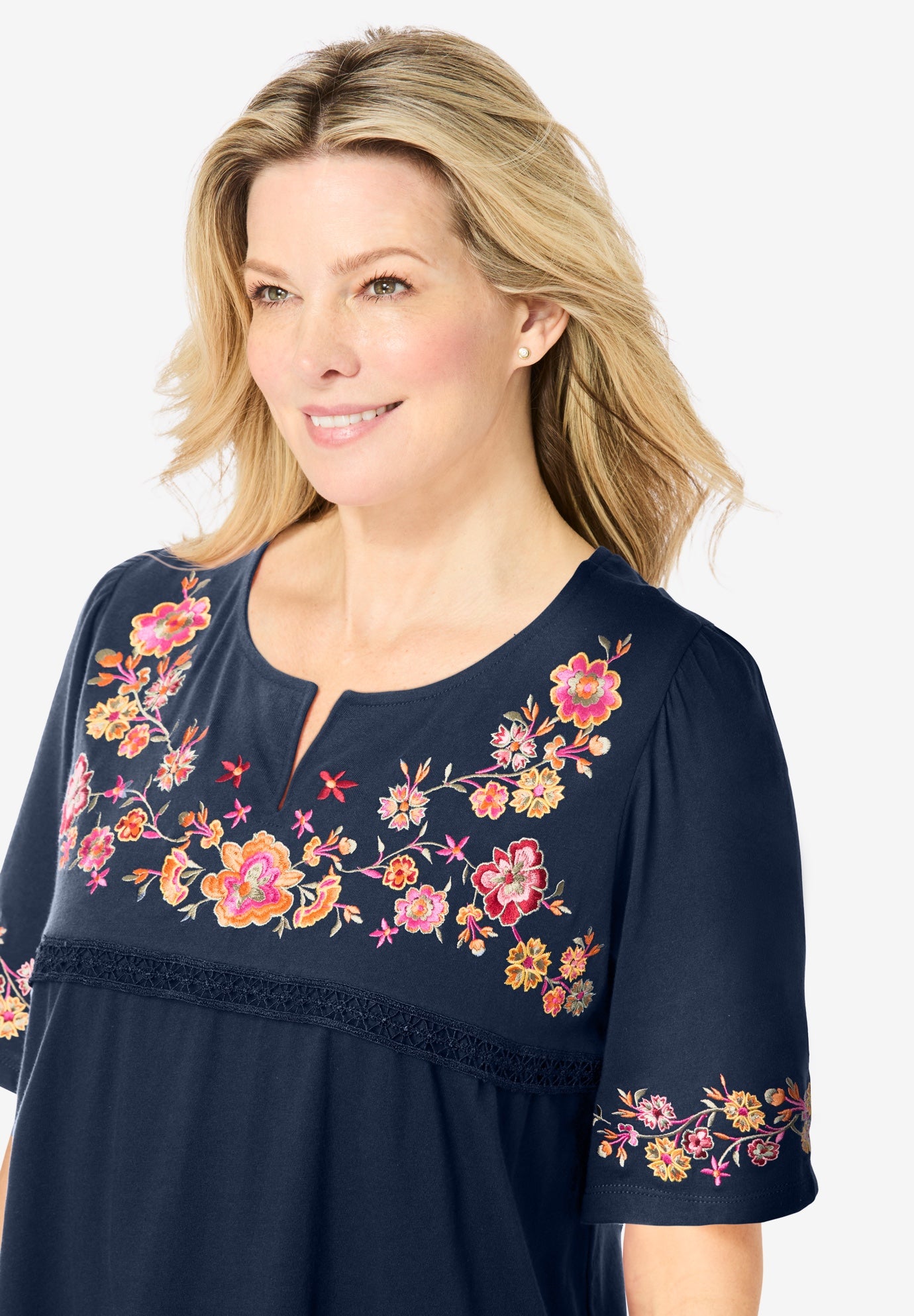 Embroidered Split-Neck Tunic image number 3