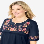 Embroidered Split-Neck Tunic image number null