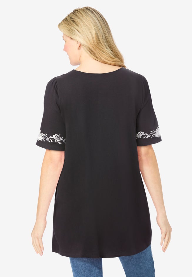 Embroidered Split-Neck Tunic image number 1