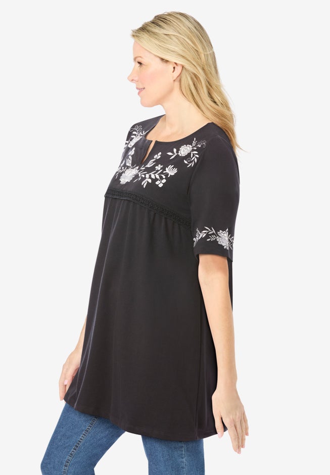 Embroidered Split-Neck Tunic image number 2