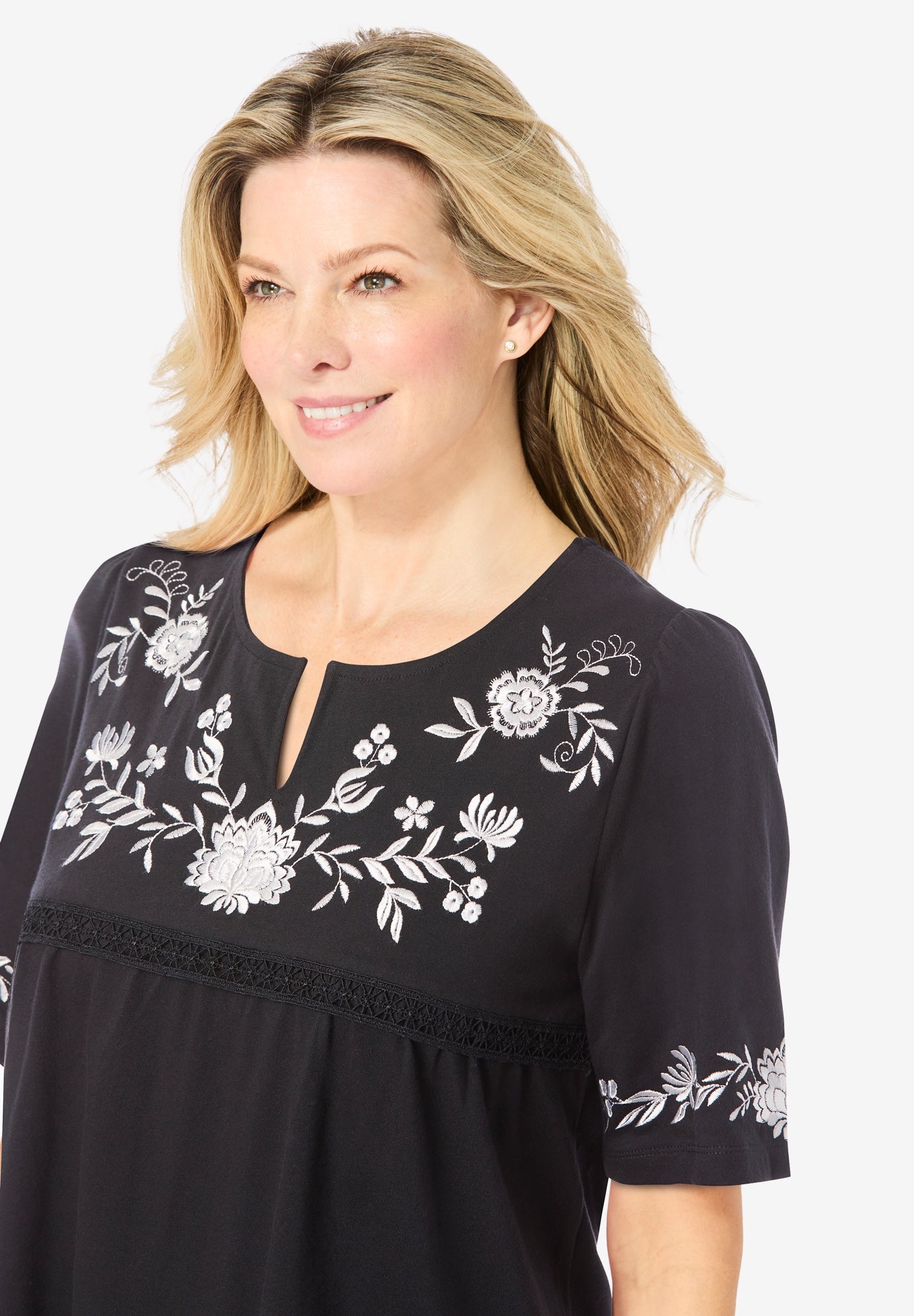 Embroidered Split-Neck Tunic image number 3