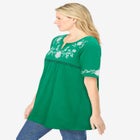 Embroidered Split-Neck Tunic image number null
