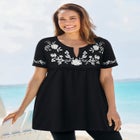 Embroidered Split-Neck Tunic image number null