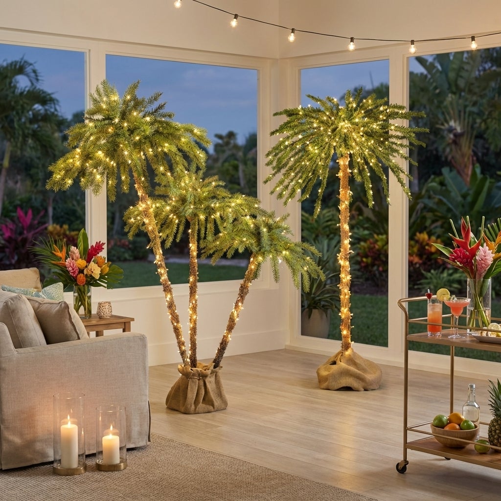 6' Pre-lit Single Palm Tree image number 6