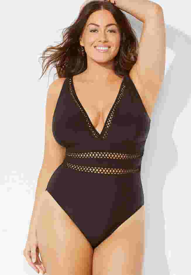 Lattice Plunge One Piece Swimsuit image number 0