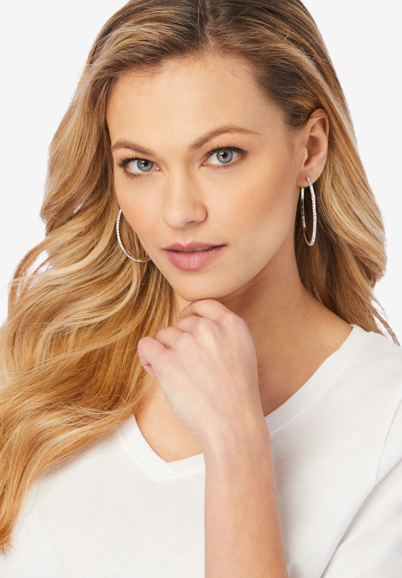 Rhinestone Hoop Earrings image number 0