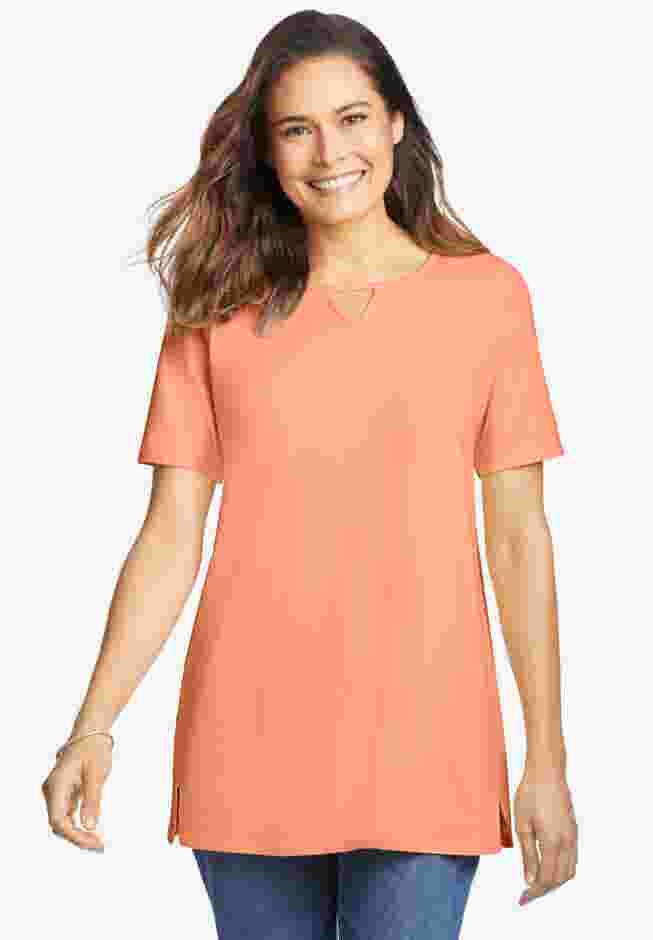 Perfect Short-Sleeve Keyhole Tee image number 5