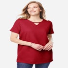 Perfect Short-Sleeve Keyhole Tee image number null