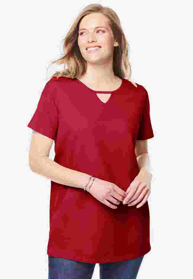 Perfect Short-Sleeve Keyhole Tee image number 0