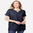 Perfect Short-Sleeve Keyhole Tee image number null
