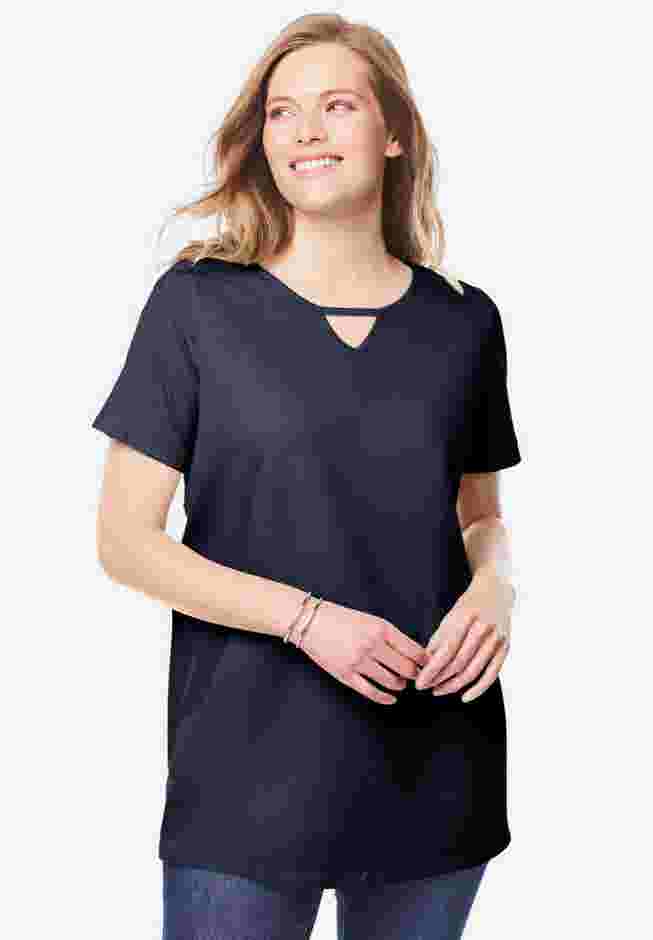 Perfect Short-Sleeve Keyhole Tee image number 0