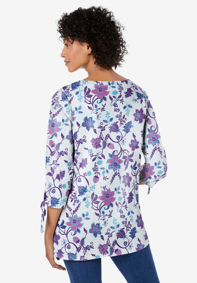 Perfect Three-Quarter Tie-Sleeve Tee image number 1