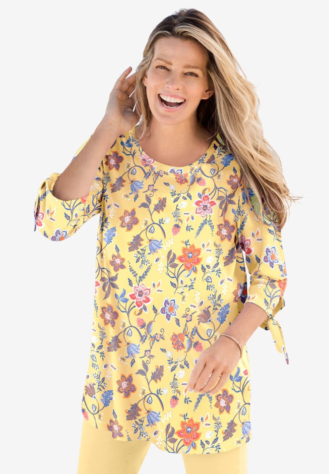 Perfect Three-Quarter Tie-Sleeve Tee image number null