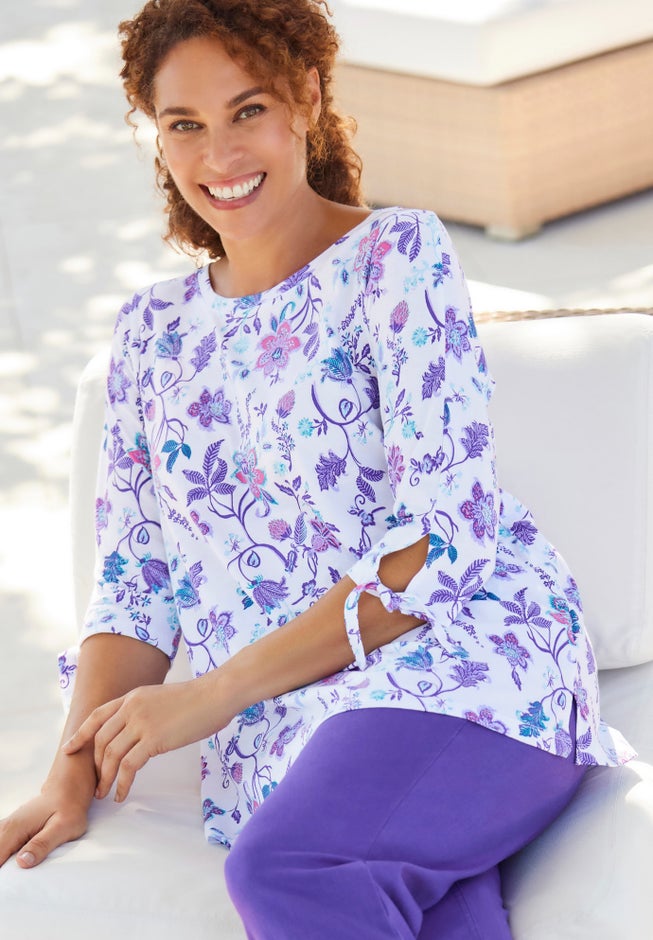 Perfect Three-Quarter Tie-Sleeve Tee image number 0