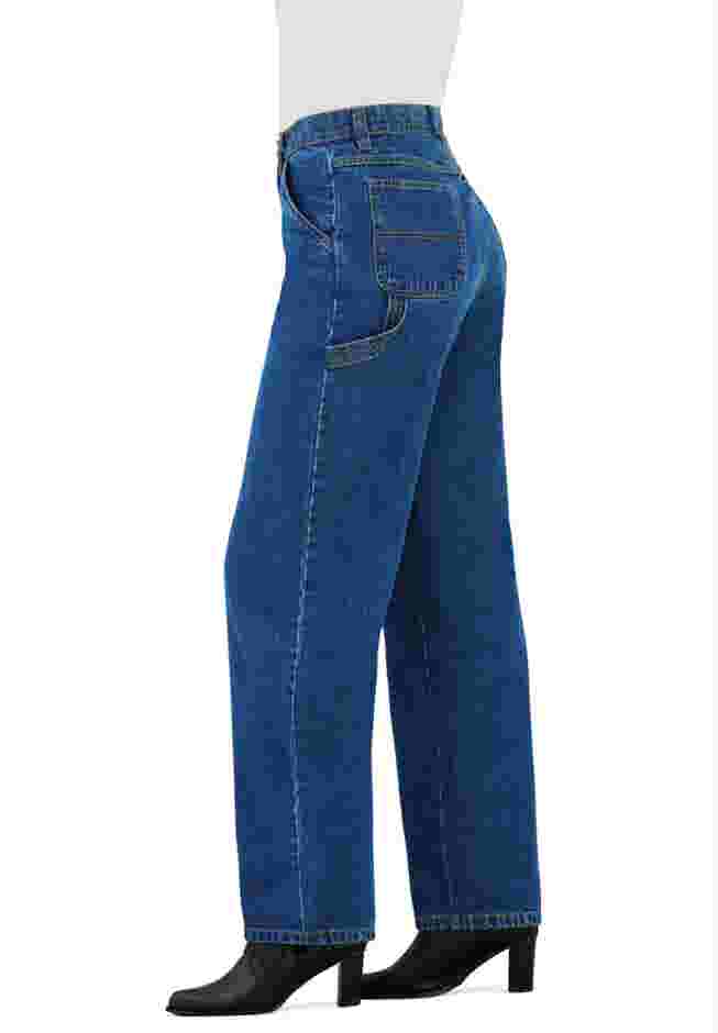 Women's Plus-Size Back-Elastic All-Cotton Denim Carpenter Jeans image number 1