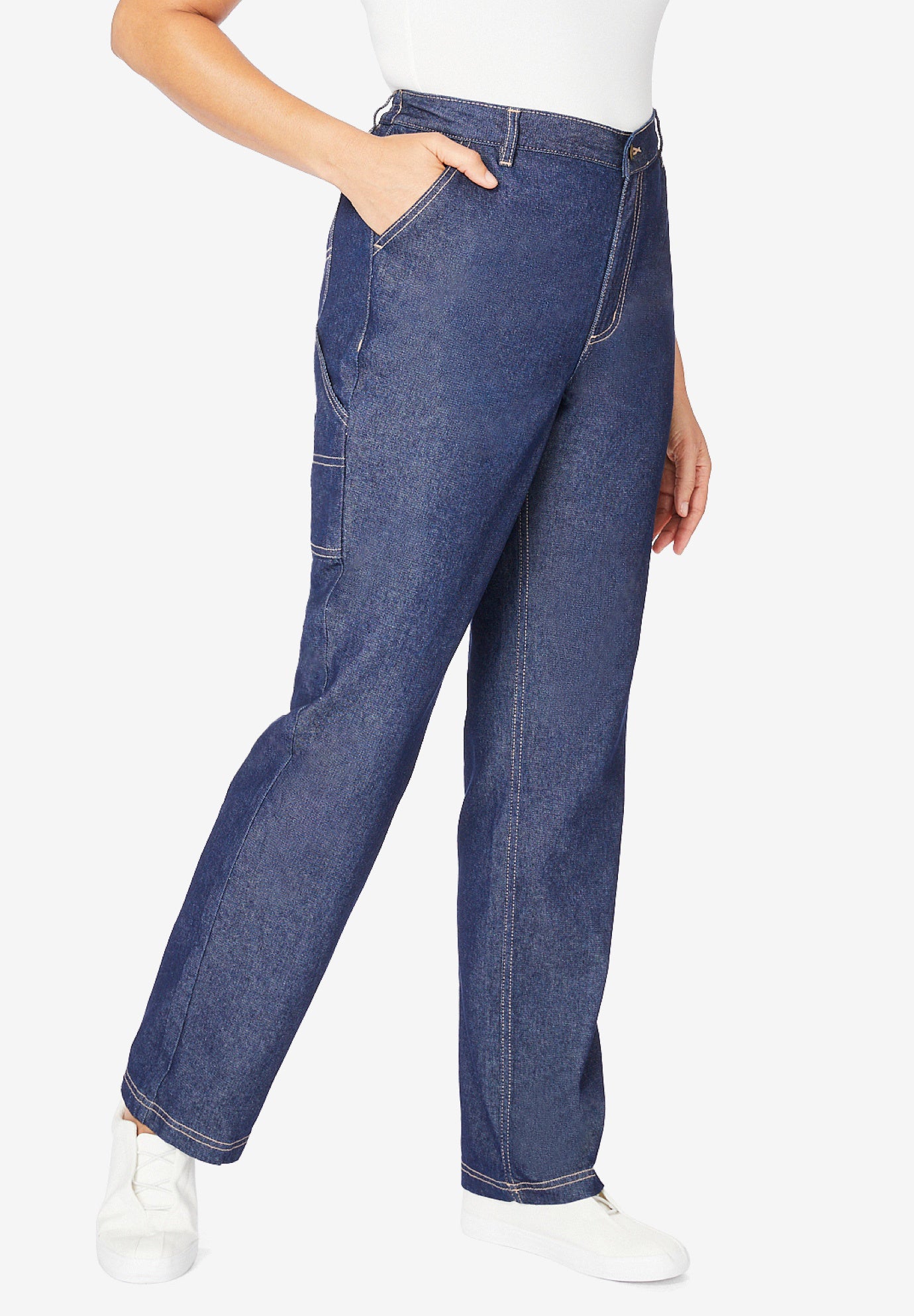 Back-Elastic All-Cotton Denim Carpenter Jeans image number 0