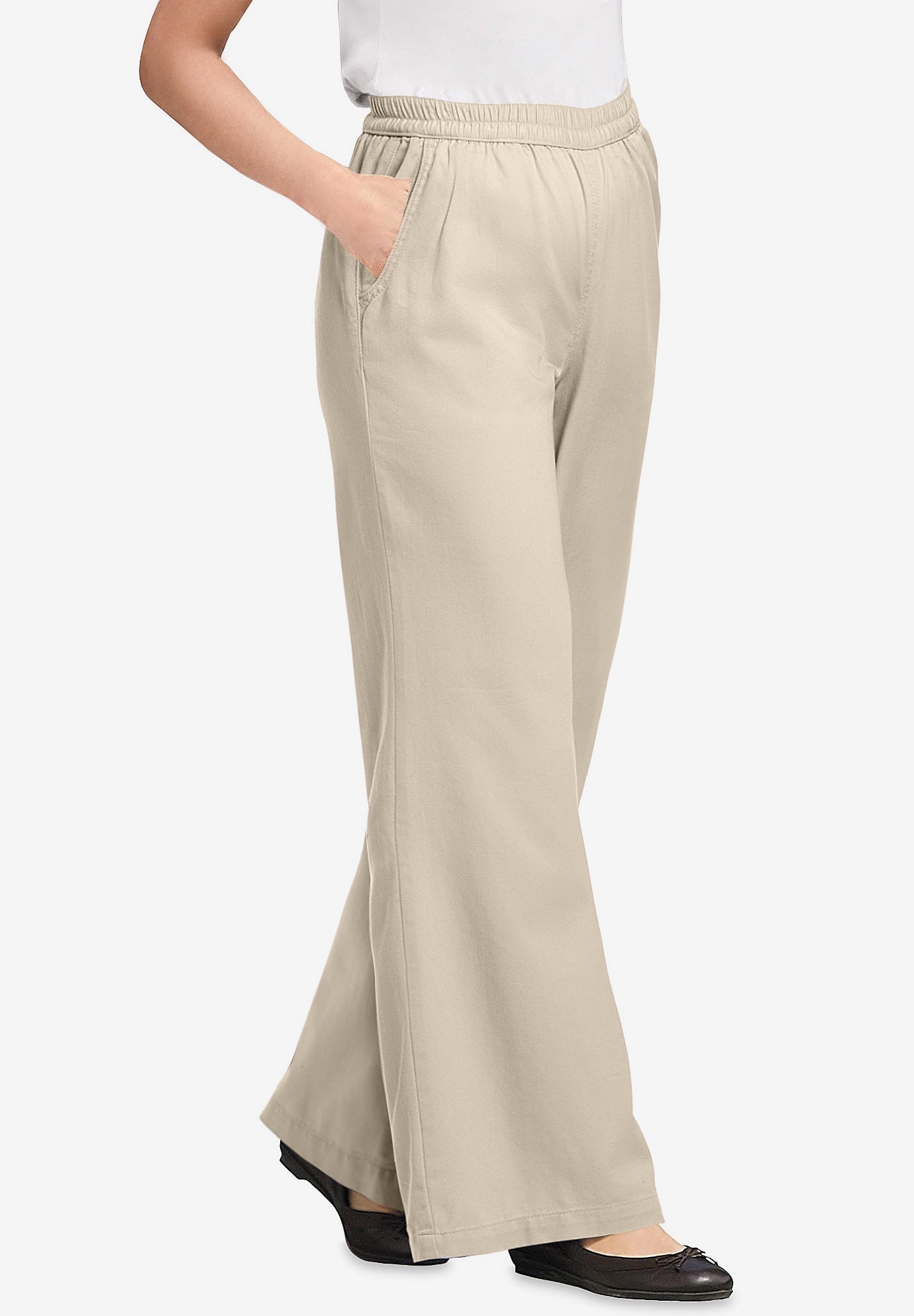 Perfect Elastic-Waist Wide-Leg All-Cotton Pull-On Denim Jeans image number 0