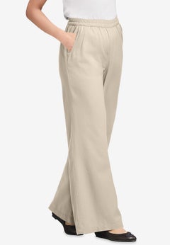 Perfect Elastic-Waist Wide-Leg All-Cotton Pull-On Denim Jeans