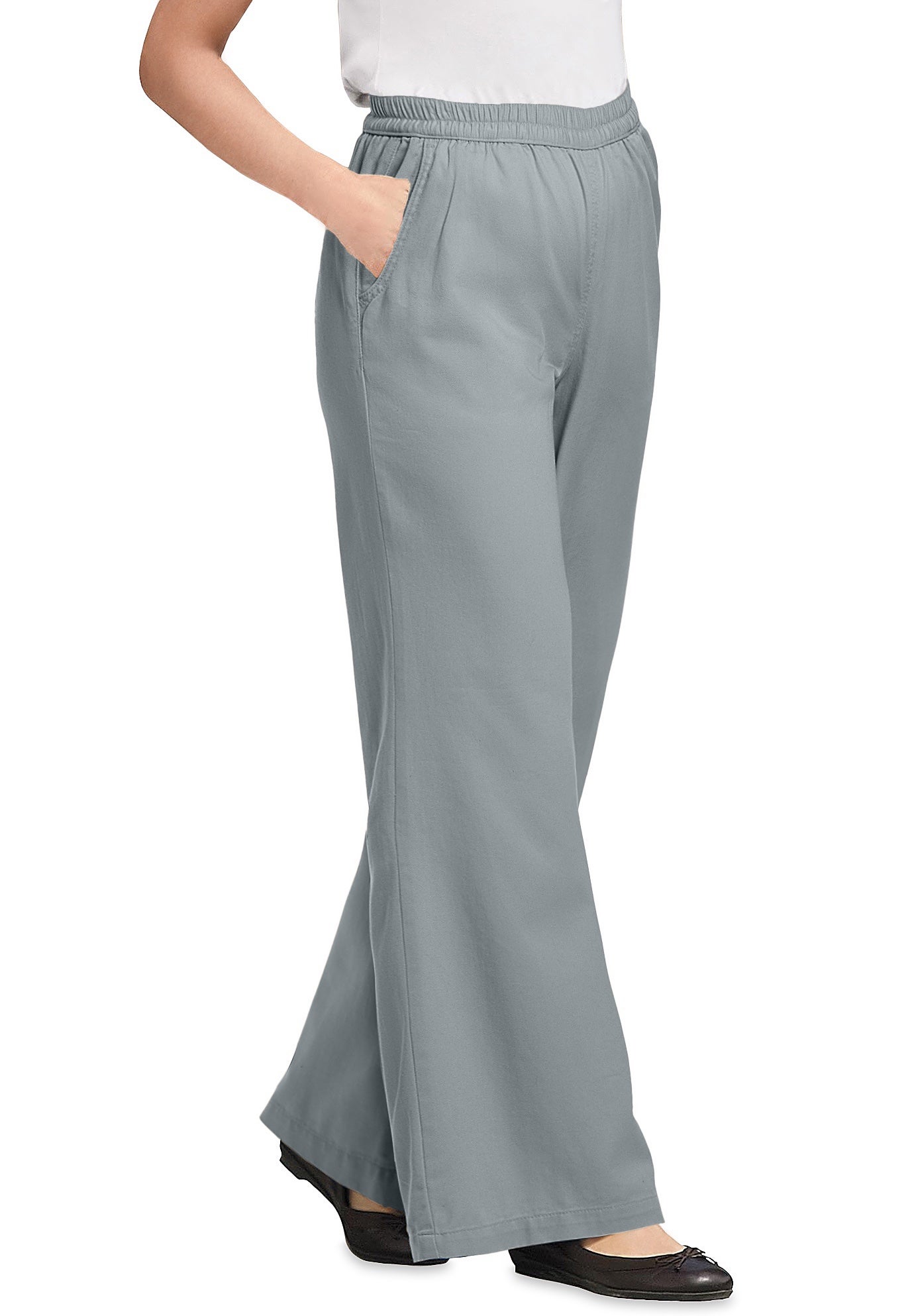 Perfect Elastic-Waist Wide-Leg All-Cotton Pull-On Denim Jeans image number 0