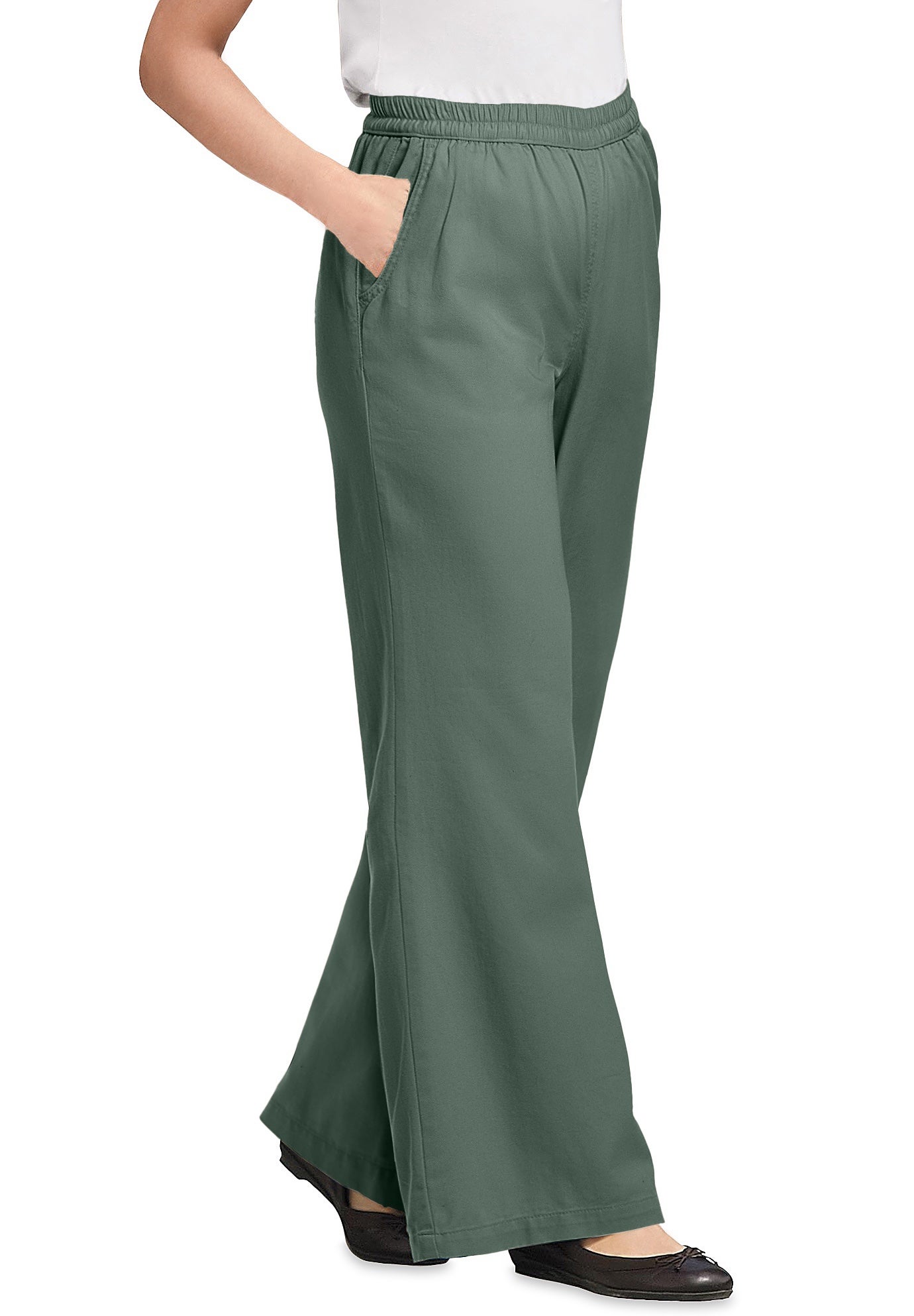 Perfect Elastic-Waist Wide-Leg All-Cotton Pull-On Denim Jeans image number 0