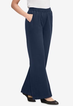 Perfect Elastic-Waist Wide-Leg All-Cotton Pull-On Denim Jeans
