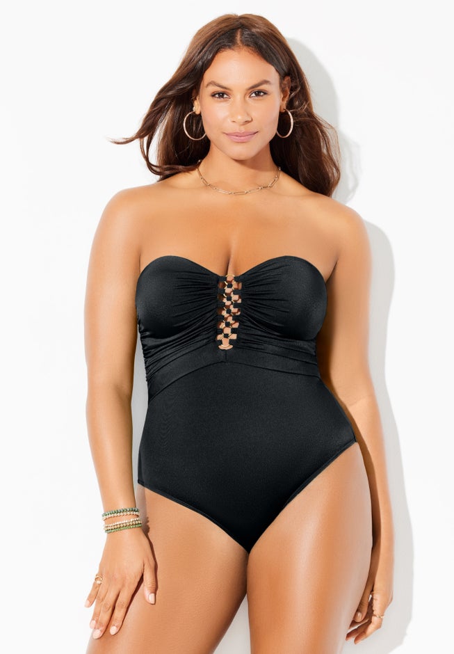 Shirred Bandeau Golden Ring One Piece image number 5