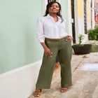 Stretch Cotton Chino Wide-Leg Trouser image number null