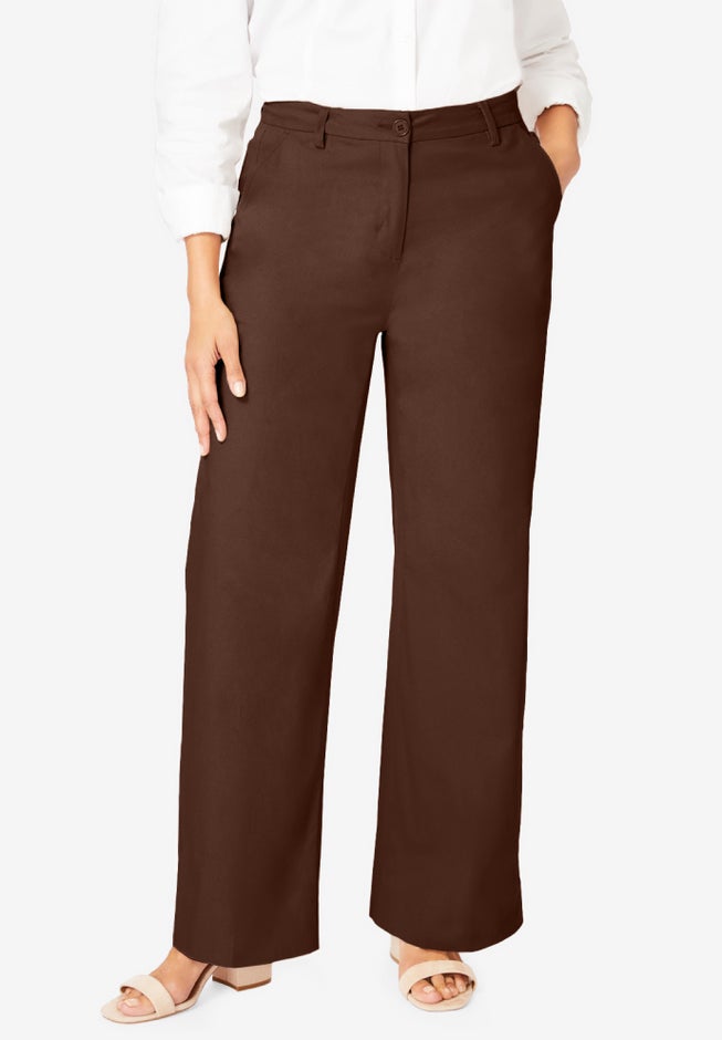 Stretch Cotton Chino Wide-Leg Trouser image number 0