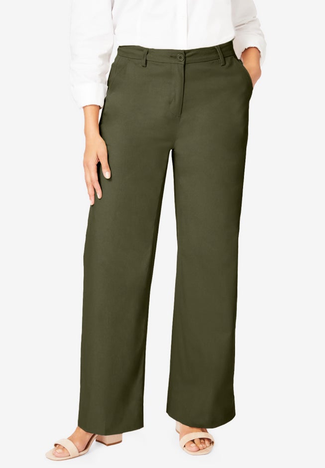 Stretch Cotton Chino Wide-Leg Trouser image number 0
