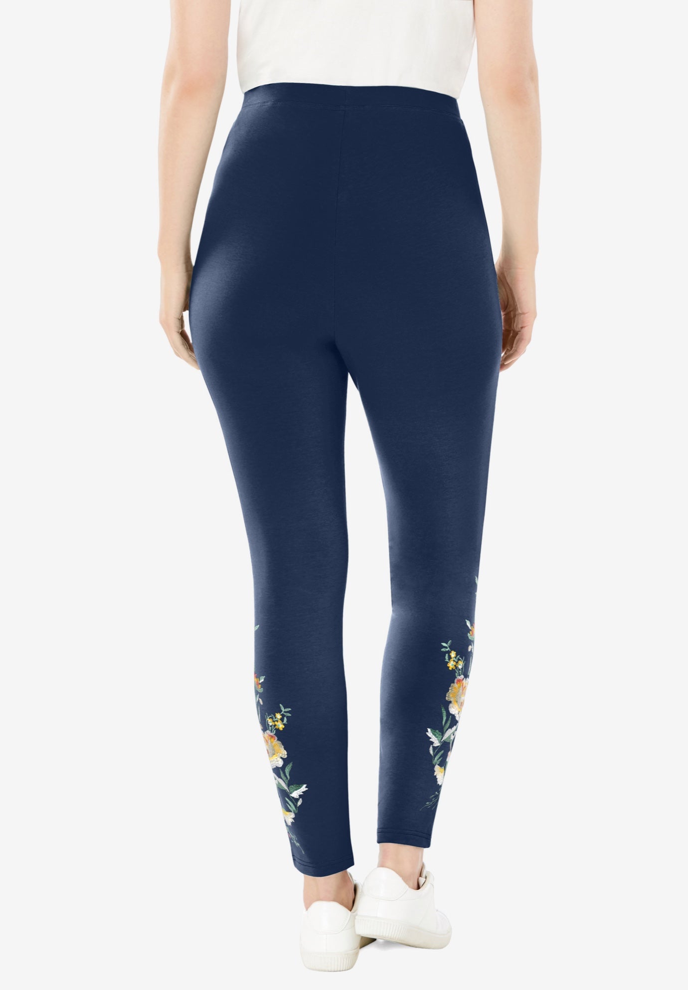 Stretch-Cotton Knit Pull-On Embroidered Leggings image number 2