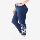 Stretch-Cotton Knit Pull-On Embroidered Leggings image number null